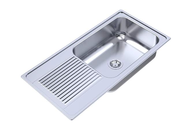 Vogue Single Bowl With Drainer Glossy Finish  (40x20x9)