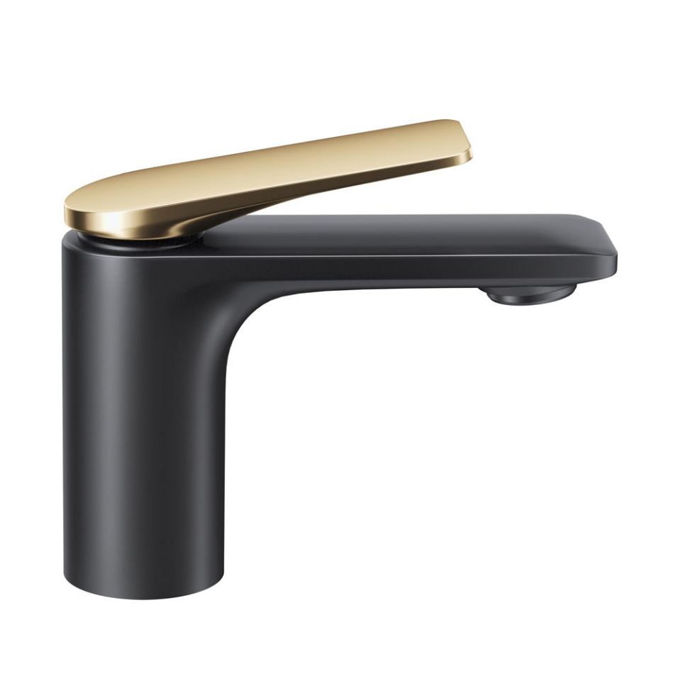 SINGLE LEVER BASIN MIXER - LEVER: GOLD MATT PVD | BODY: BLACK MATT